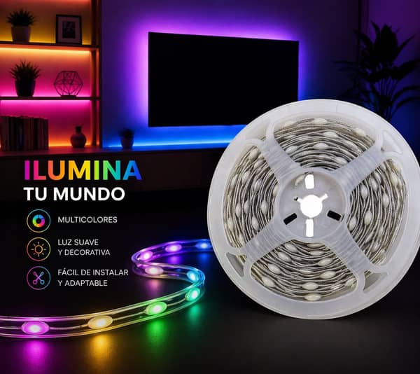 Tira LED RGB 5 mts con control Multicolor